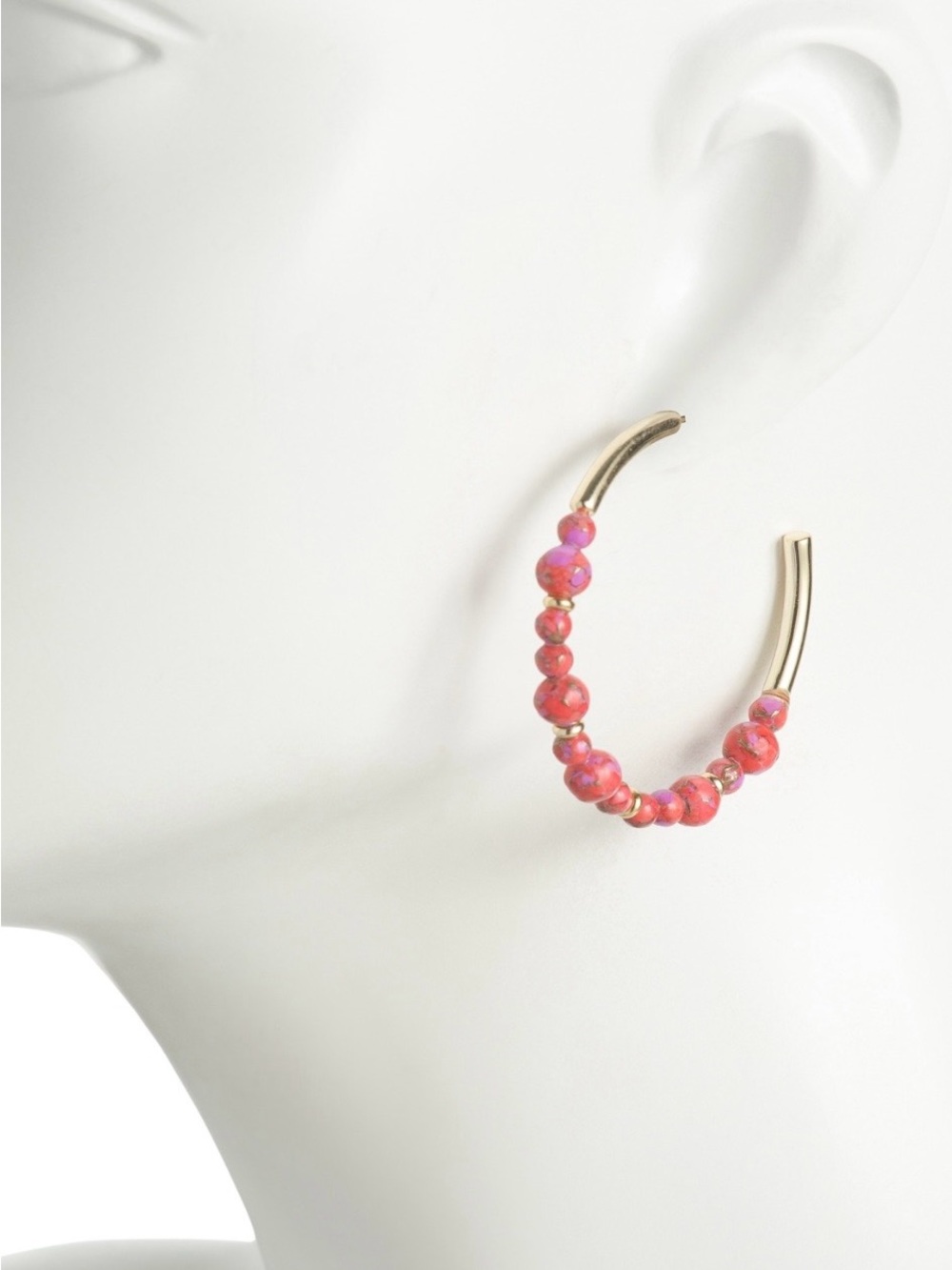 Kendra Scott Red Fushia Magnesite Beaded Hoops - Picture 5 of 9